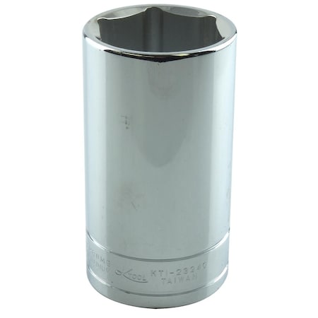 K-Tool International 1/2" Drive, 1-1/4" SAE Socket, 6 Points, Chrome, Deep, 6 pt., 1/2"Dr, 1-1/4 KTI-23240